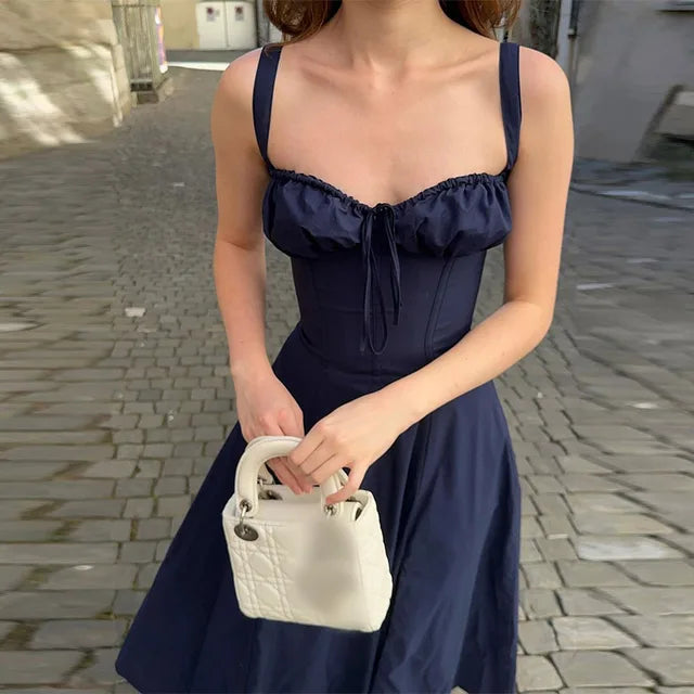 Zomerse Vrouw Solid Suspenders Jurk van ChicFemme