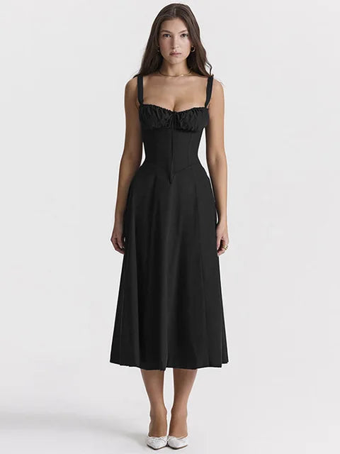 Zomerse Vrouw Solid Suspenders Jurk van ChicFemme
