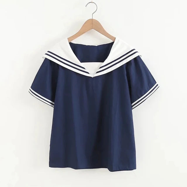 ModaMarina Marineblauwe Patchwork Blouse
