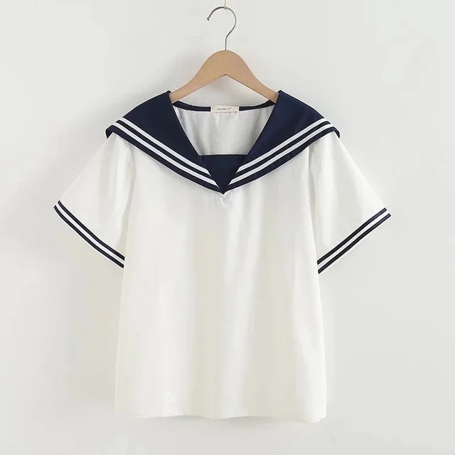 ModaMarina Marineblauwe Patchwork Blouse