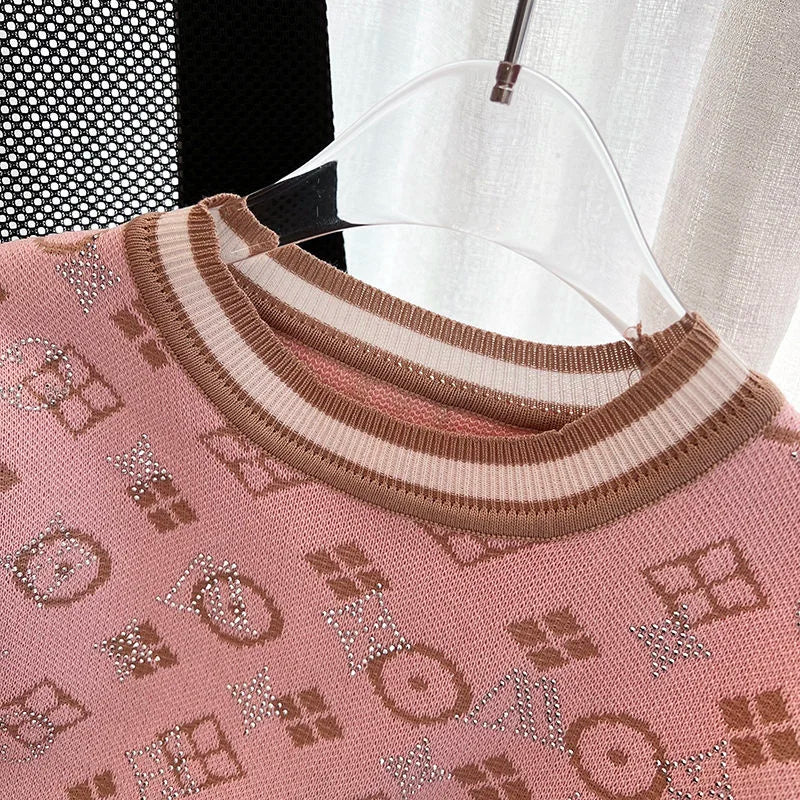 ModeMeester Knitted Top with Hot Drill Detail