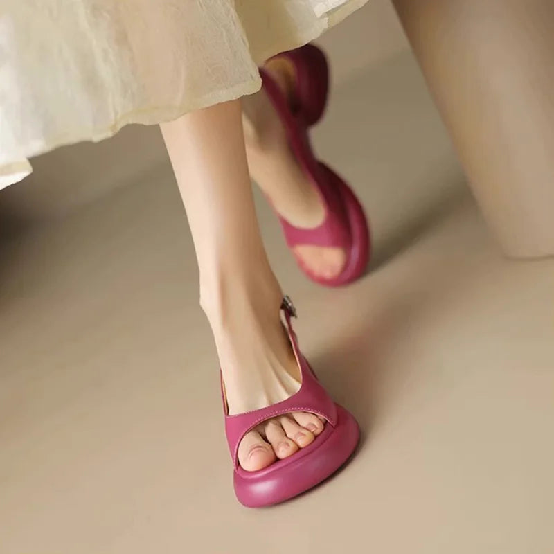 Zomer Lusso Tacchi Alti con Peep-Toe e Fibbia