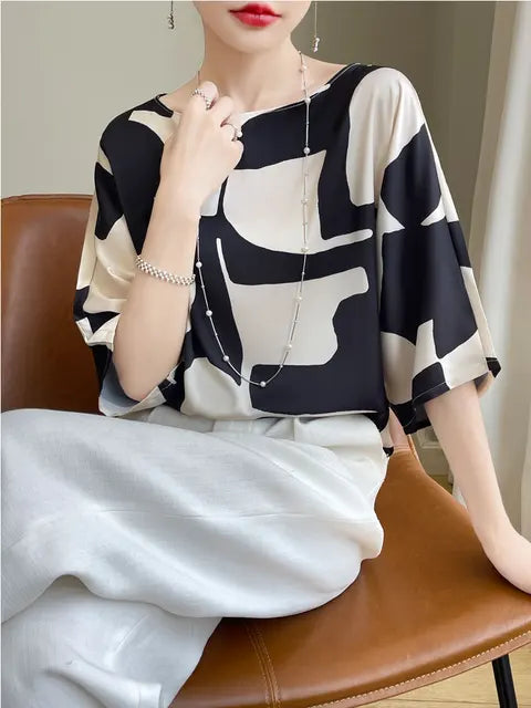 ZomerGlow Kunstseide Satin T-Shirt Bluse