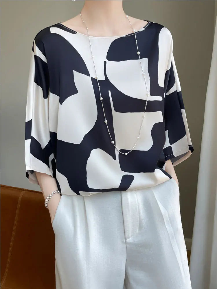 ZomerGlow T-shirt camicia in raso di seta artificiale