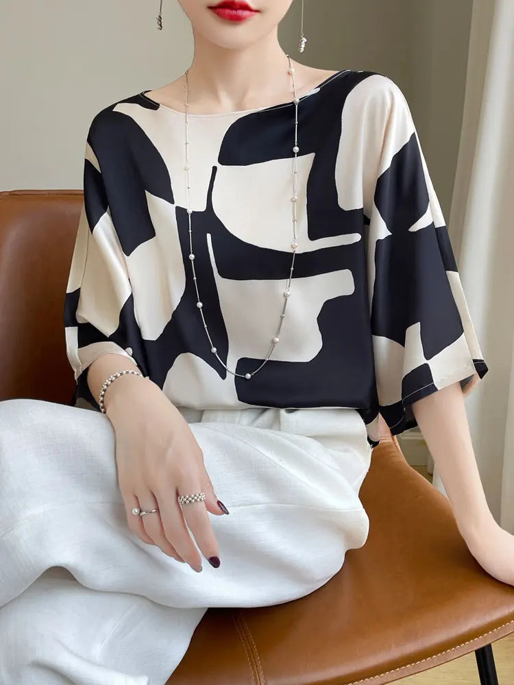 ZomerGlow T-shirt camicia in raso di seta artificiale