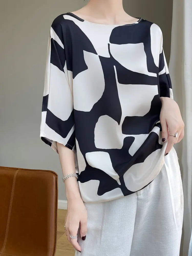 ZomerGlow T-shirt camicia in raso di seta artificiale
