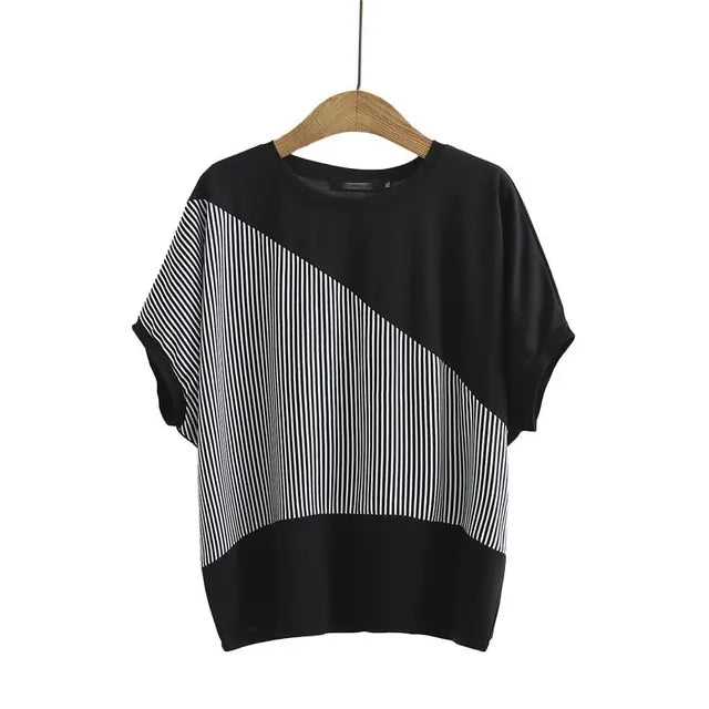 Zomer Fashion Patchwork O-hals T-shirt voor Vrouwen