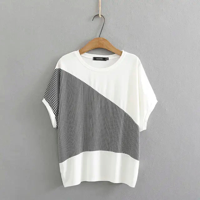 Zomer Fashion Patchwork O-hals T-shirt voor Vrouwen