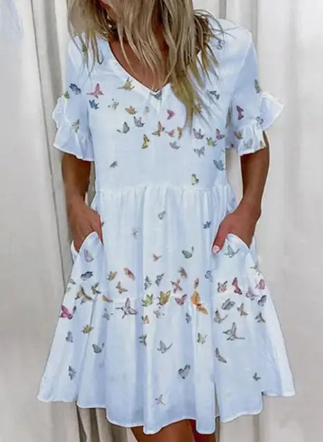 Bellaflow Summer Floral Print V-Neck Dress