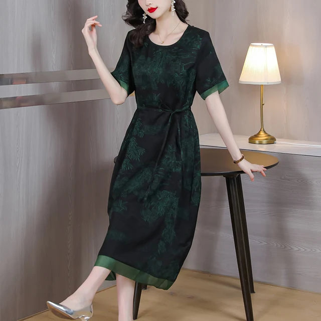 Sommermode Seidenbedrucktes Kleid für Frauen - Der sonnige Stil