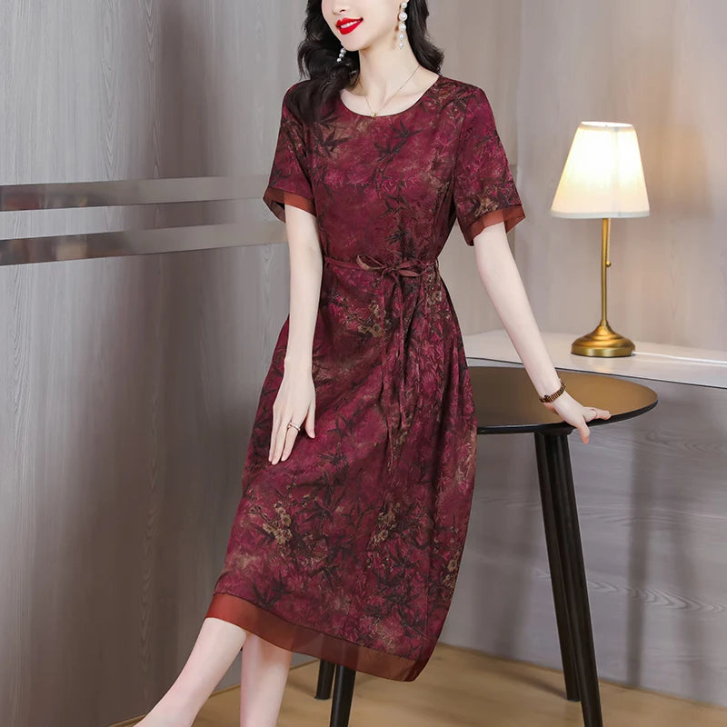 Sommermode Seidenbedrucktes Kleid für Frauen - Der sonnige Stil