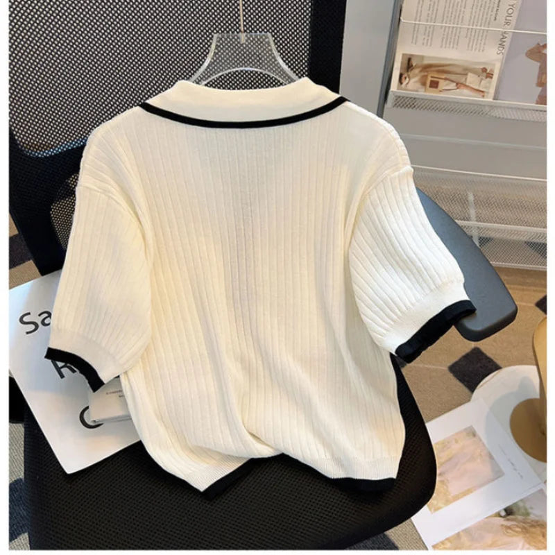 Summer Sweetness Zipper Pouches Polo Neck Sweater