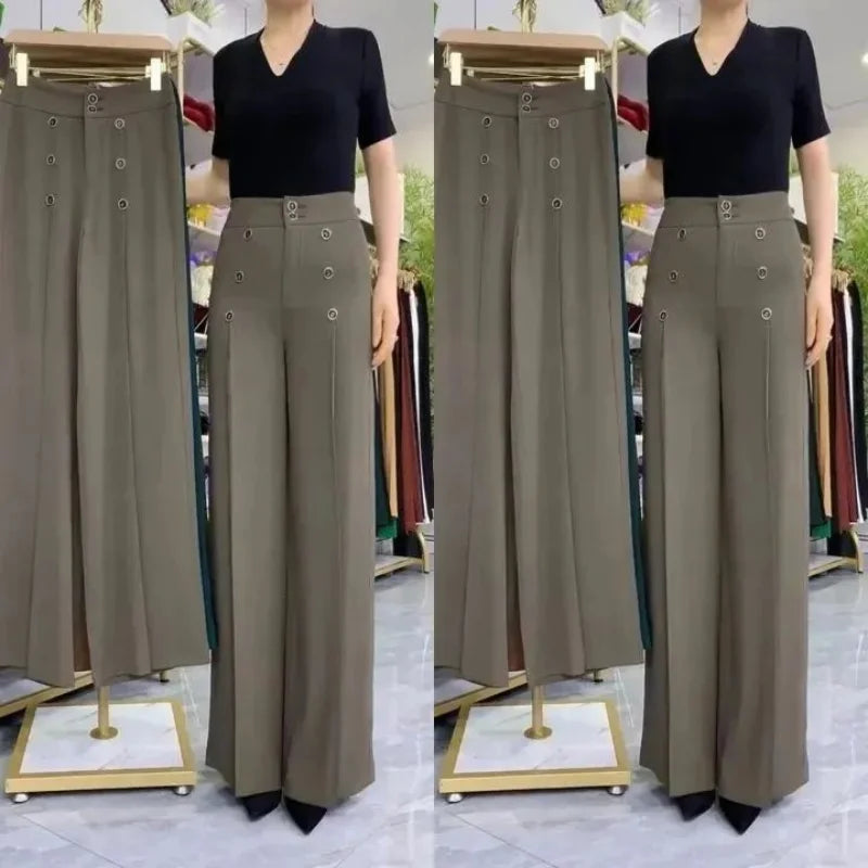 ChicCharm Pantaloni Estivi a Vita Alta