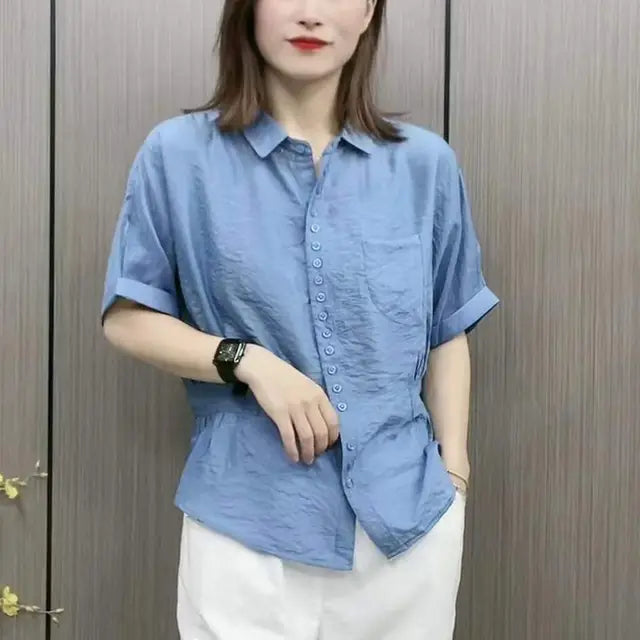 Zomerse Oversized High Waist Retro Shirt voor Dames