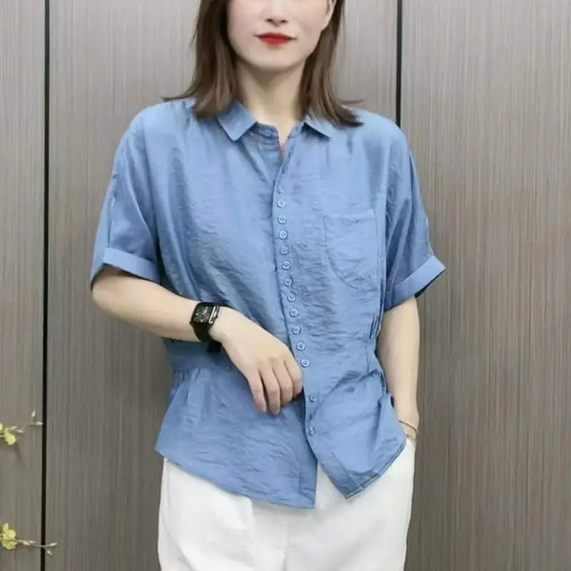 Zomerse Oversized High Waist Retro Shirt voor Dames