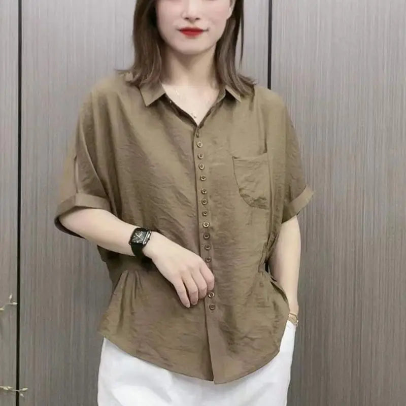 Zomerse Oversized High Waist Retro Shirt voor Dames