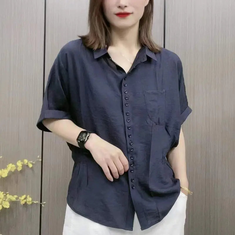 Zomerse Oversized High Waist Retro Shirt voor Dames