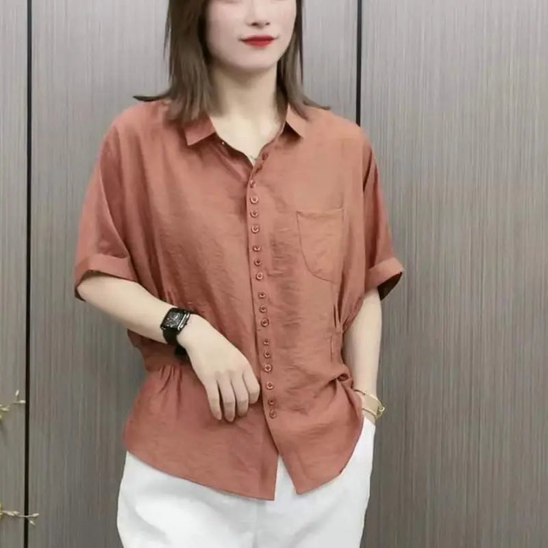 Zomerse Oversized High Waist Retro Shirt voor Dames