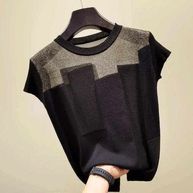 Zomer Patchwork Gebreide Blouse van  Eleganza Couture