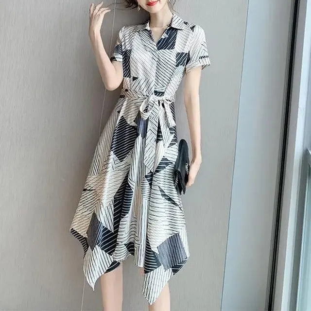 Summer stylish polo dress with irregular hem from ChicVibes