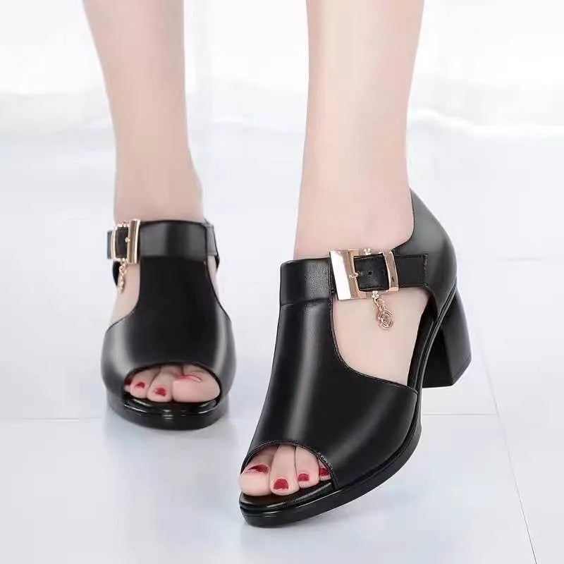 T-Strap Sandal with Block Heel by Luna Lucida