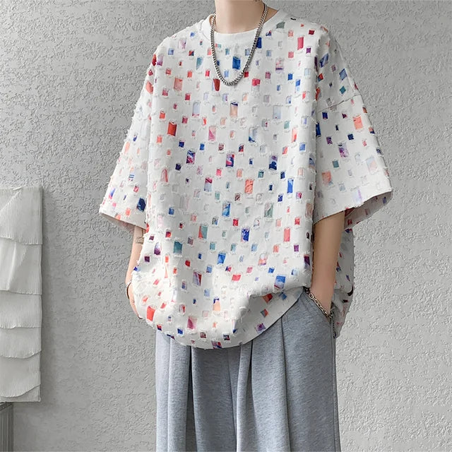 Oversized Geruite T-Shirt voor Mannen