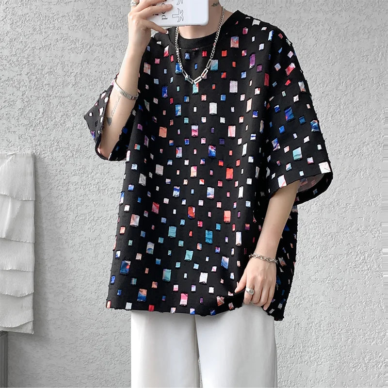 Oversized Geruite T-Shirt voor Mannen