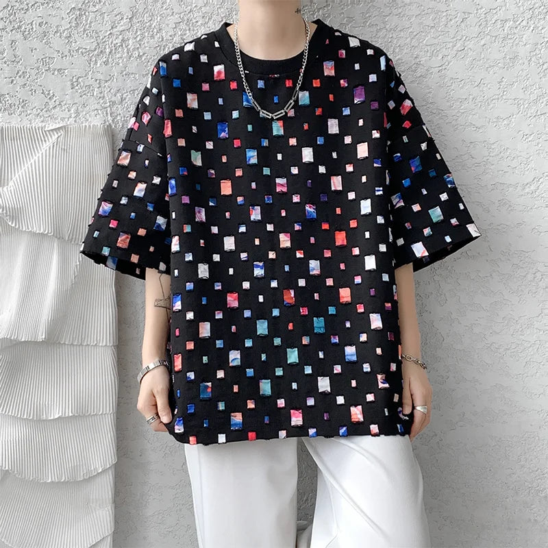 Oversized Geruite T-Shirt voor Mannen