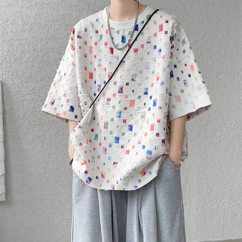 Oversized Geruite T-Shirt voor Mannen