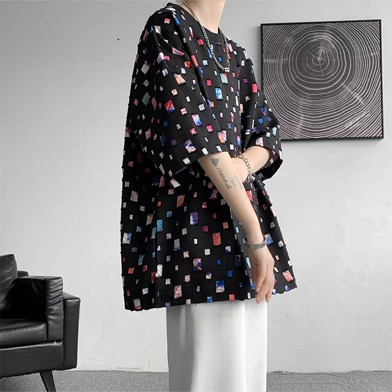 Oversized Geruite T-Shirt voor Mannen