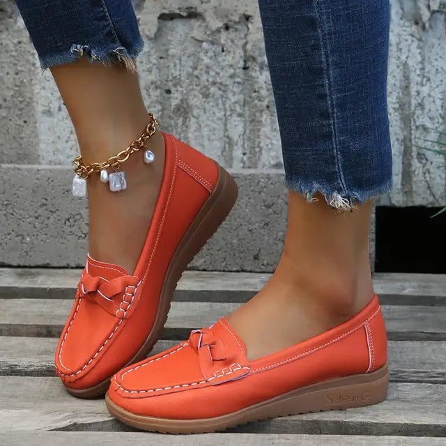 Zomerzachte Leren Instappers van Luna Stijl - Comfortabele Dames Casual Schoenen