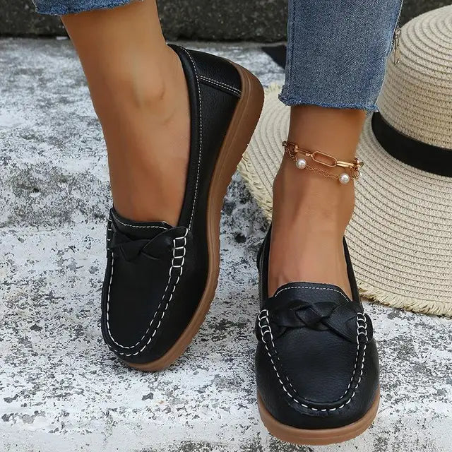 Zomerzachte Leren Instappers van Luna Stijl - Comfortabele Dames Casual Schoenen