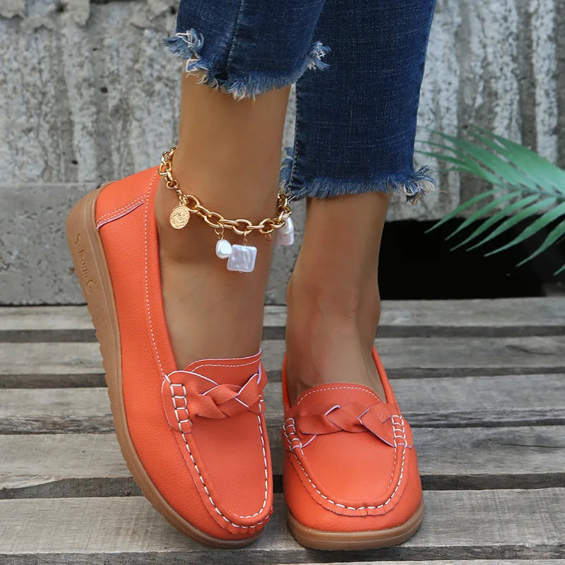 Zomerzachte Leren Instappers van Luna Stijl - Comfortabele Dames Casual Schoenen