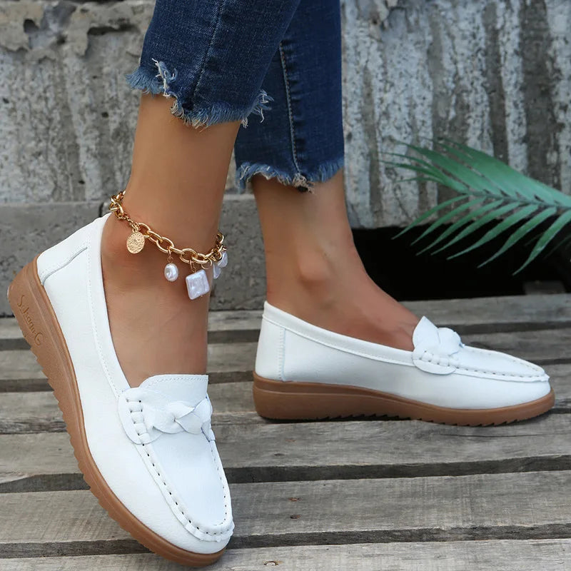 Zomerzachte Leren Instappers van Luna Stijl - Comfortabele Dames Casual Schoenen