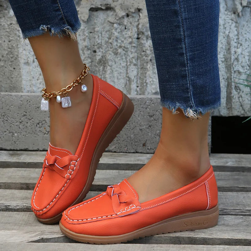 Zomerzachte Leren Instappers van Luna Stijl - Comfortabele Dames Casual Schoenen