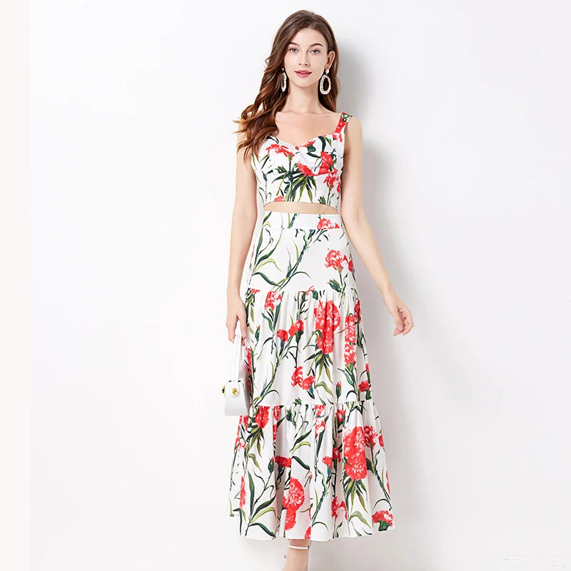 LunaChic Sommerliche Blumenmuster Zweiteiliges Set