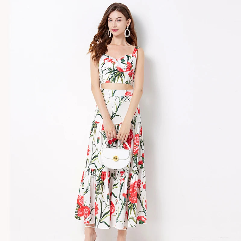LunaChic Sommerliche Blumenmuster Zweiteiliges Set