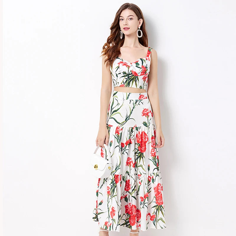 LunaChic Sommerliche Blumenmuster Zweiteiliges Set