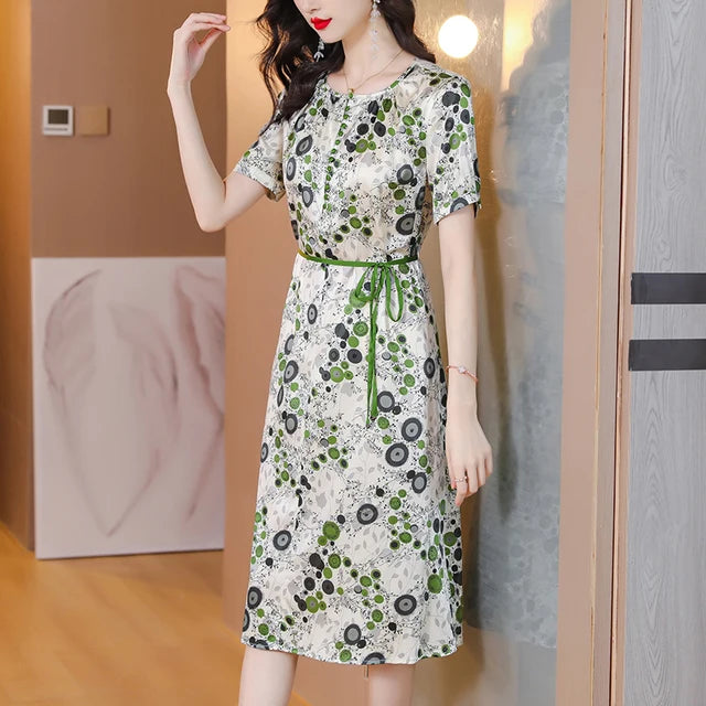 Summer Silk Printed Dress for Women - Stylish and Comfortable!