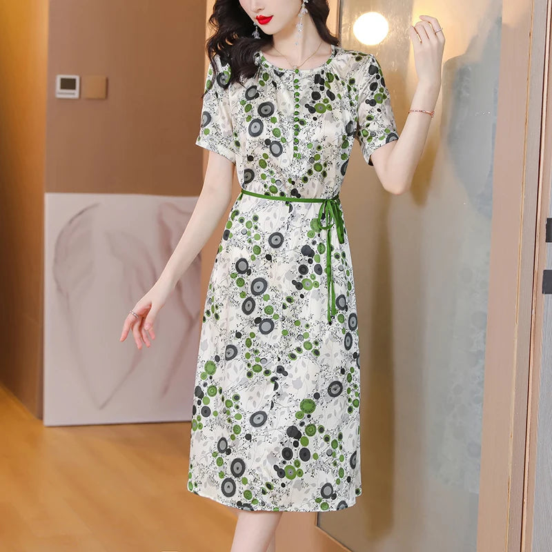 Summer Silk Printed Dress for Women - Stylish and Comfortable!