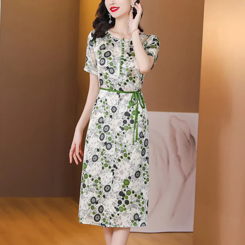 Summer Silk Printed Dress for Women - Stylish and Comfortable!