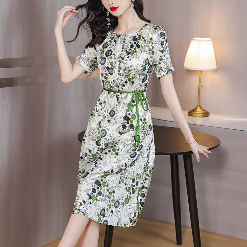 Summer Silk Printed Dress for Women - Stylish and Comfortable!