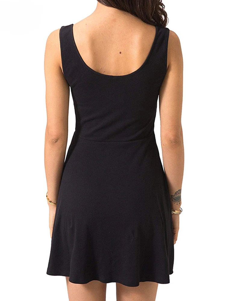 Sunny Ladies High Waist Slim Fit Flare Skater Mini Tank Dress
