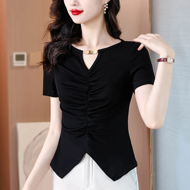 FashionFusion Zomer T-shirt di cotone nero