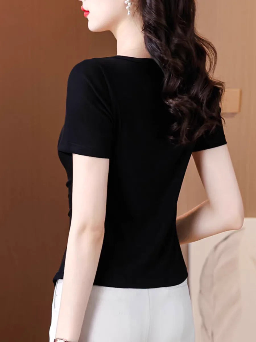 FashionFusion Zomer Zwarte Katoenen T-Shirts