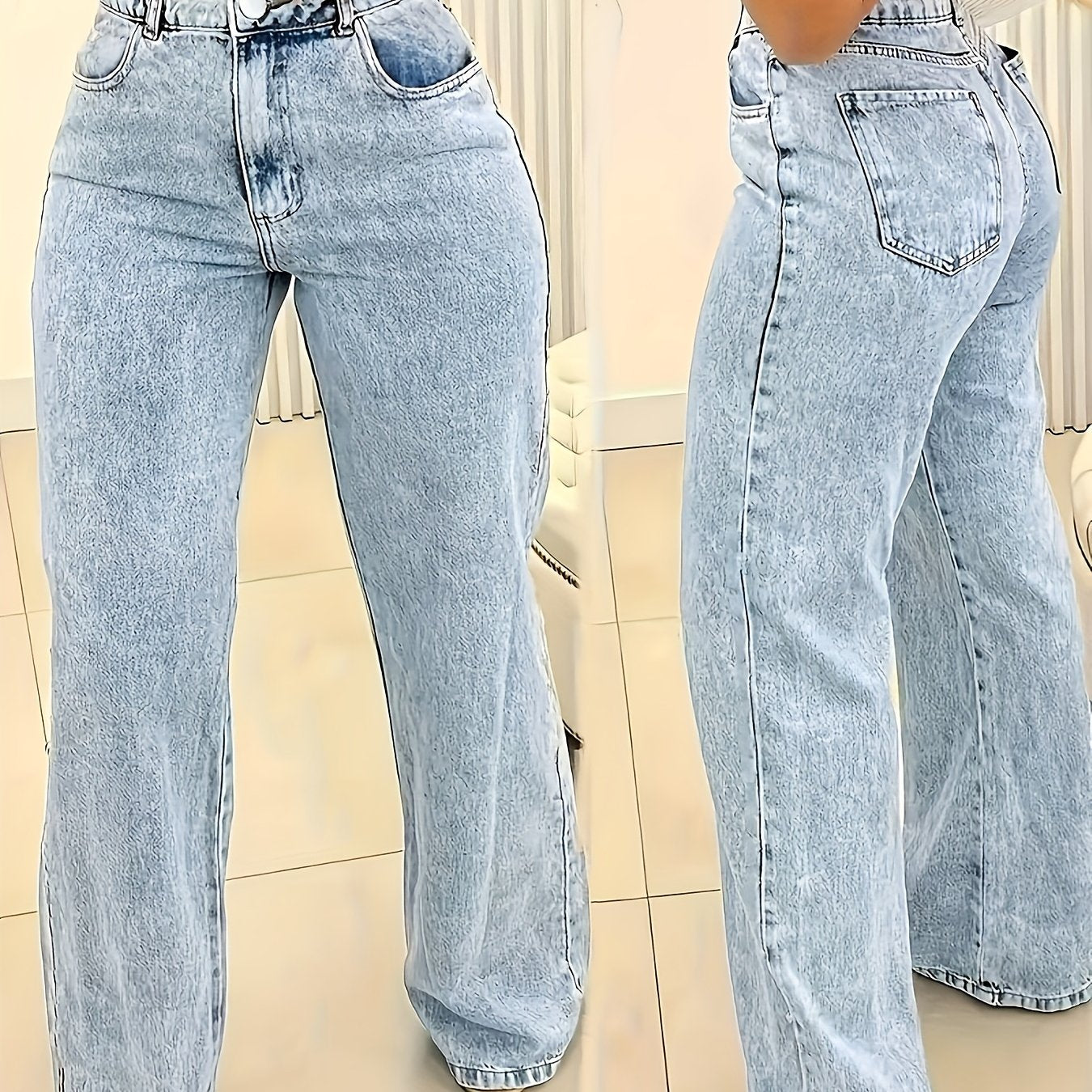 VELANORA- Jeans a vita alta e vestibilità morbida