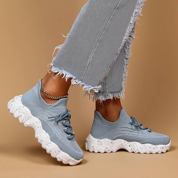Light blue elastic sock shoes