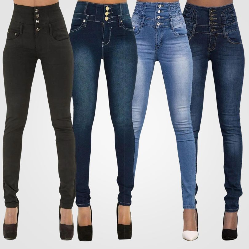 LUNA Jeans Denim a Vita Alta per Donna