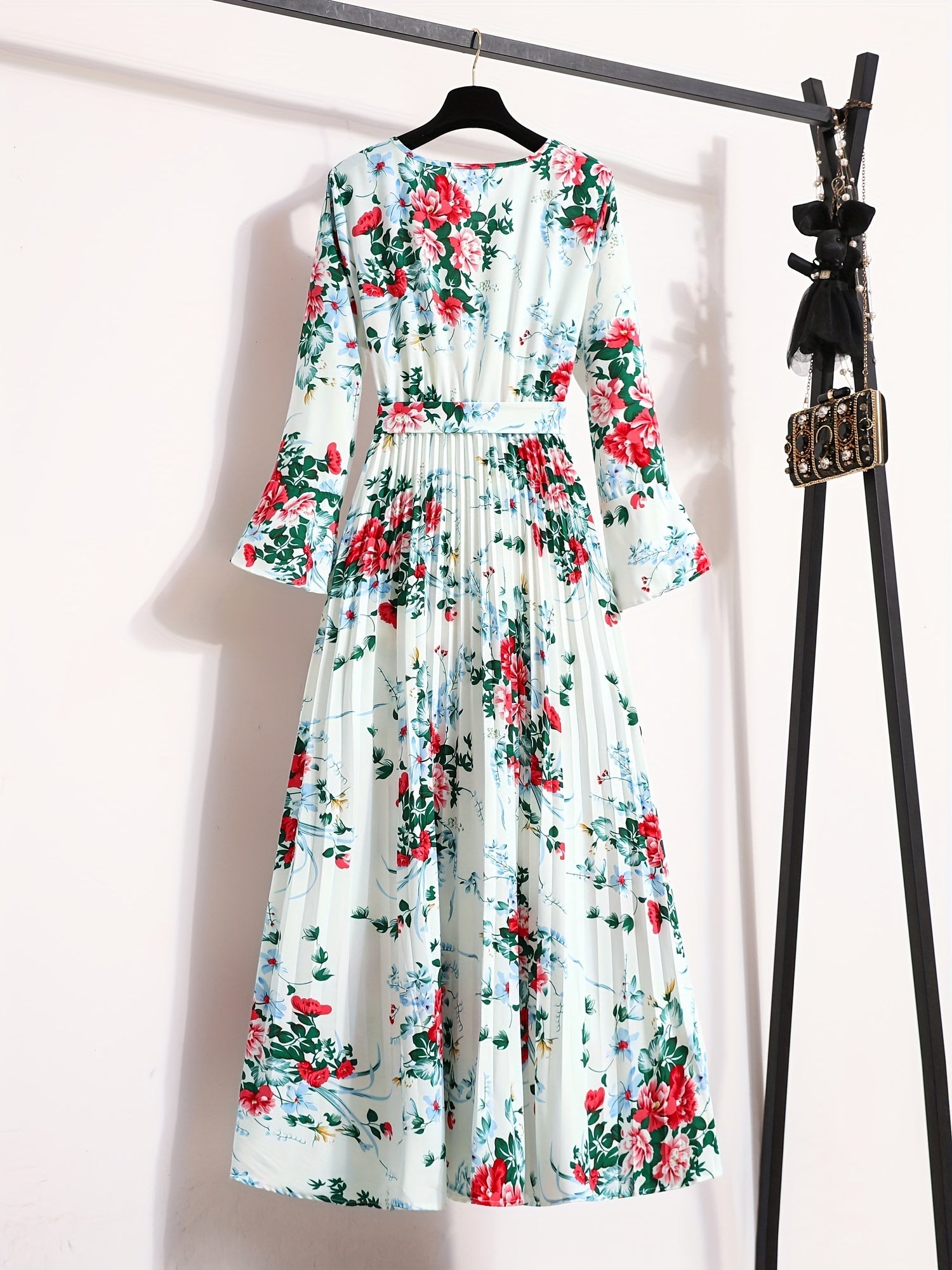 VELANORA - Vestito Plissettato con Stampa a Fiori