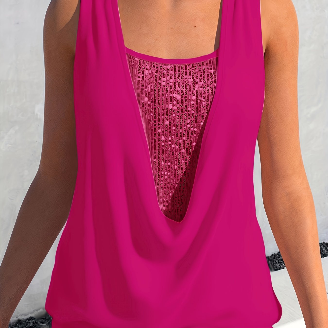 VELANORA- Sequin Decor Tank Top